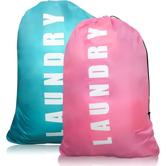 FacoFaco 2 pack Extra Large Travel Laundry Bag  for Travel, Bathroom Home or Dormitory, 24" x 36" (Blue Pink)