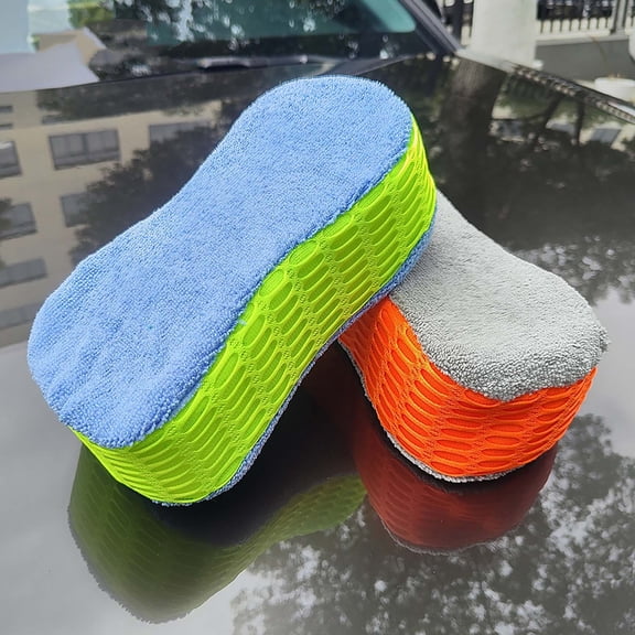 2 Pack Extra Thick Mesh Car Washing Sponge Block, High-Density 8-Shaped Absorbent Double-Sided Sponge, for Car, Household Cleaning, Bathroom, Kitchen, Bike, Boat, Household Items