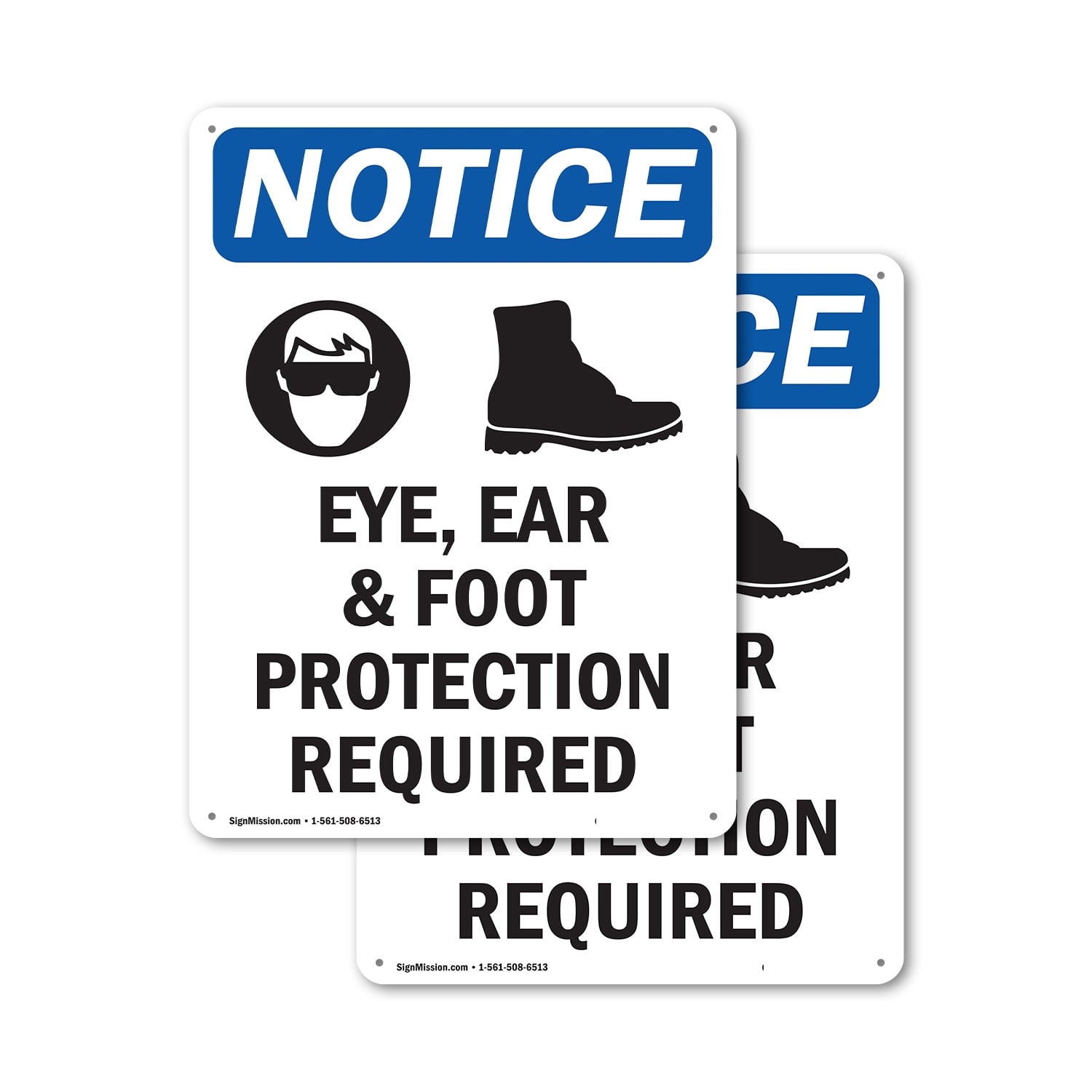 Ear Rust Sign (2 Pack) Eye Ear & Foot Protection OSHA Notice Sign 12 Inch X 18 Inch ...