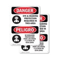 thumbnail image 1 of (2 Pack) Eye And Hearing Protection Required Bilingual OSHA Danger Sign 18 Inch X 24 Inch Plastic Sign, Weather Resistant, UV Protected for Workplace, Business, and Construction Site,, 1 of 8