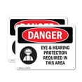 thumbnail image 1 of (2 Pack) Eye And Hearing Protection Required OSHA Danger Sign 10 Inch X 7 Inch Plastic Sign, Weather Resistant, UV Protected for Workplace, Business, and Construction Site, Made in the, 1 of 8