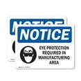 thumbnail image 1 of (2 Pack) Eye Protection Required In Manufacturing Sign, 1 of 7