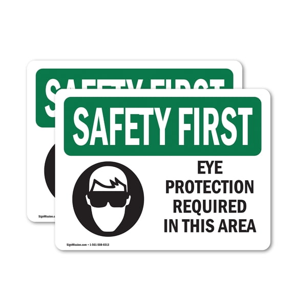 (2 Pack) Eye Protection Required In This Area With Symbol OSHA Safety First Sign