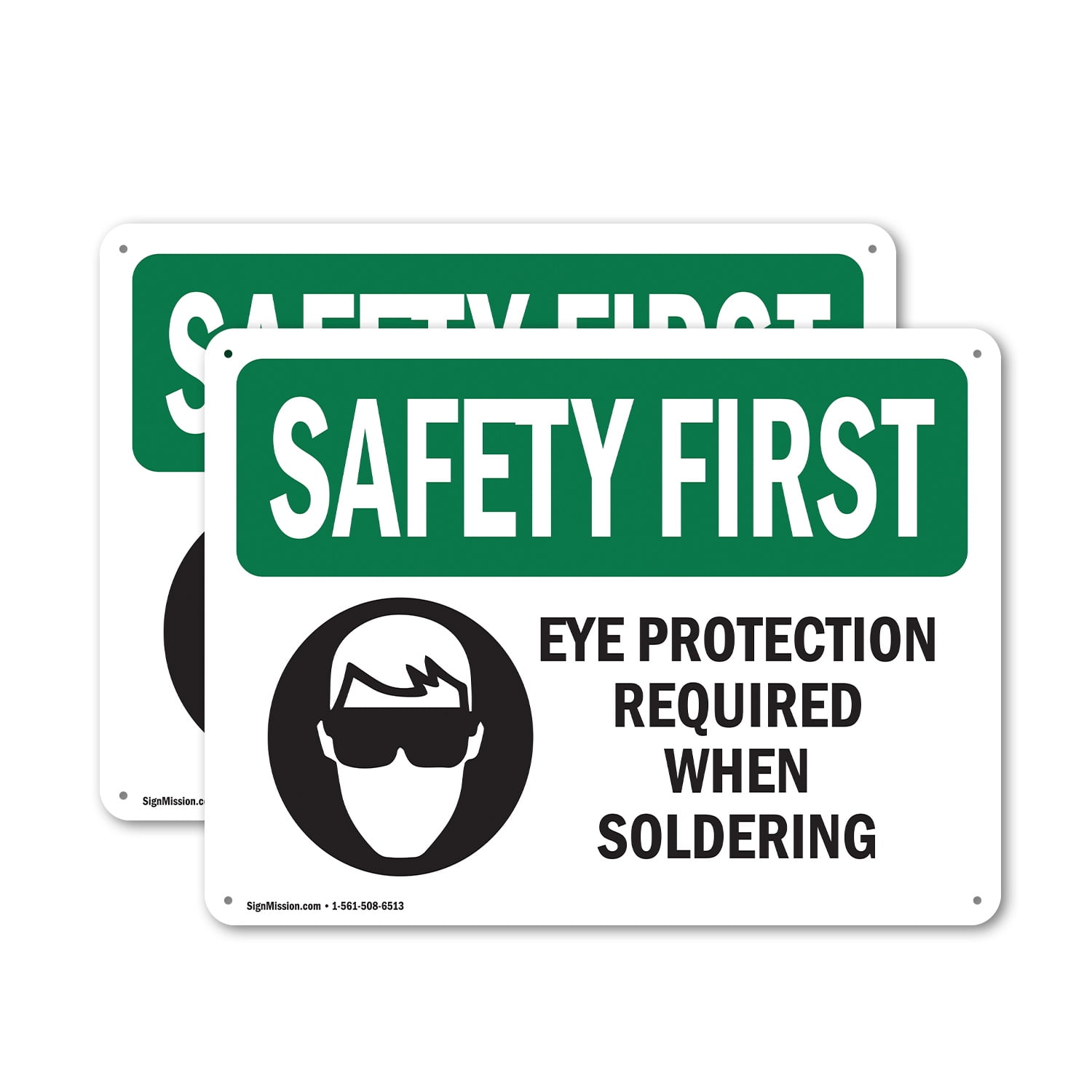 (2 Pack) Eye Protection Required When Soldering With Symbol OSHA Safety
