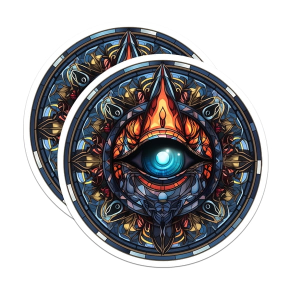 (2 Pack) Eye of Providence Magnets - Mystical All Seeing Eye Mandala - Spiritual Third Eye Stained Glass Art - 5 Inches On Longest Side - Thick Durable Magnet - Made in USA - MAG22543