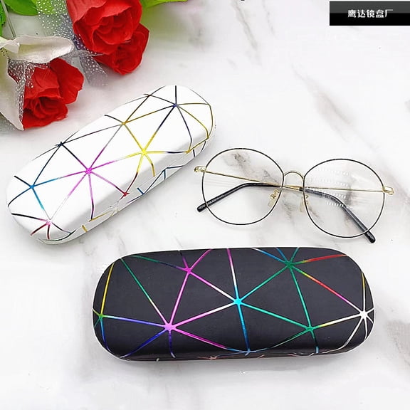 2 Pack Eyeglass Case for Women Man, Light Portable Hard Shell Eye Glass Case,Pink+White