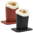 thumbnail image 1 of 2 Pack Eyeglasses Holder Stand, Plush Lined Bedside Glasses Case for Table, Desk, Nightstand (Black, Brown, PU Leather), 1 of 10
