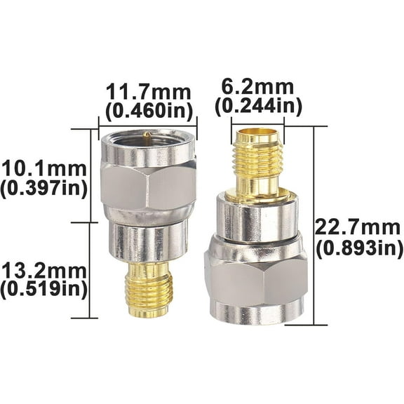 2-Pack F Male to SMA Female Adapter SMA (Jack) to F (Plug) RF Coax Coaxial Connector F Type to SMA Antenna Adapter for Antennas Broadcast Radio TV Camera WiFi etc
