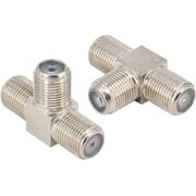 2-Pack F-Type Coax Splitter F Female to Double F Female Coaxial Adapter F Type RG6 3-Way Connector for TV Cable Satellite Video VCR Antenna