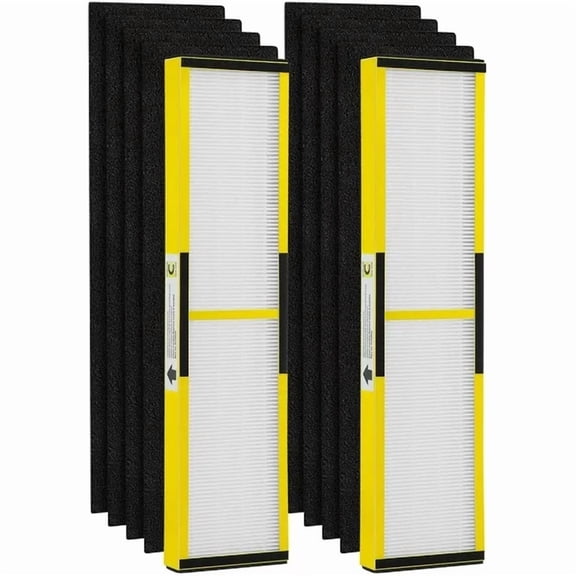 2 Pack FLT5000 True HEPA Filter C Replacement with 8 Pack Activated Carbon Pre-Filters Compatible with G-guardian Air Purifier AC5000 AC5000E AC5250PT AC5350B AC5350BCA AC5350W AC5300B Yellow 2+8