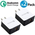 thumbnail image 1 of 2-Pack FREEDOMTECH 3.0 Quick Charge Certified 18W Fast Rapid USB Wall Charger Adapter For Apple iPhone X iPhone 8 Plus Samsung Galaxy S8 S9+ Plus Note 9 Note 8 Galaxy S7 Edge LG G7 Google Pixel 2 XL, 1 of 7