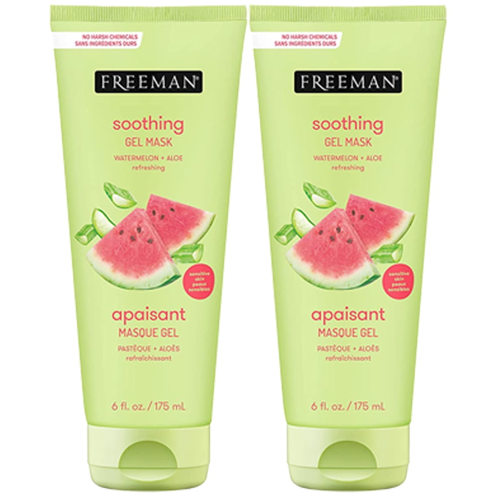 2Pack FREEMAN Soothing Watermelon And Aloe Gel Facial Mask, Hydrates, Nourishes, And Soothes