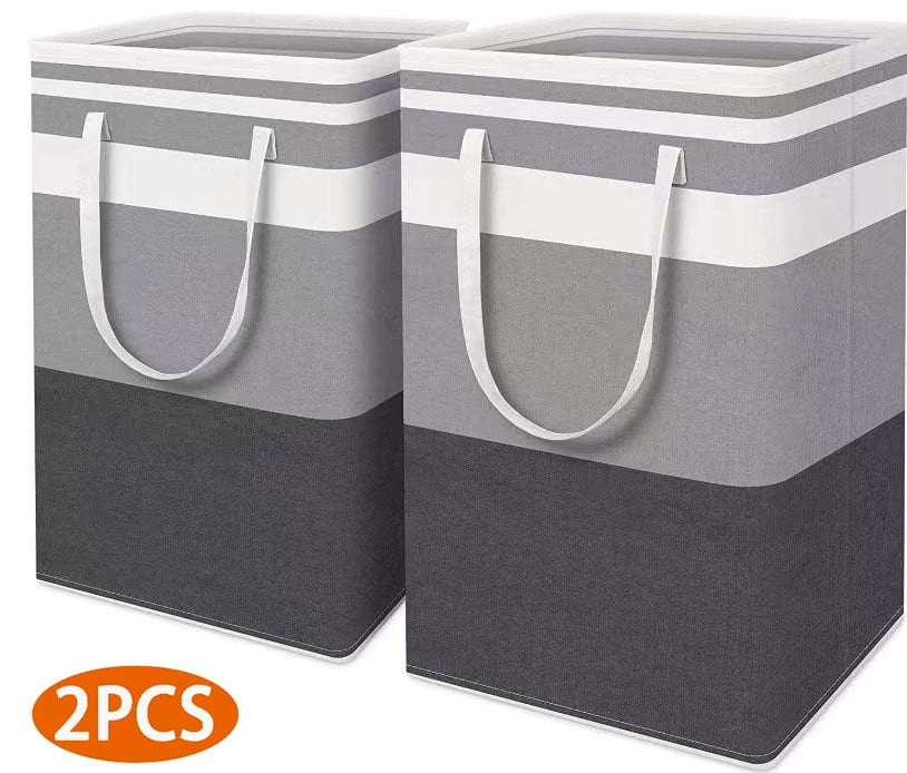 2 Pack Fabric Laundry Baskets, Large Collapsible Laundry Baskets