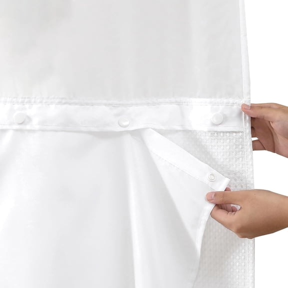 2 Pack Fabric Snap-in Shower Curtain Liner Replacement,Compatible with Hookless Shower Curtain with Snap in Liner, Removable & Water-Repellent,Machine Washable,70x54,White
