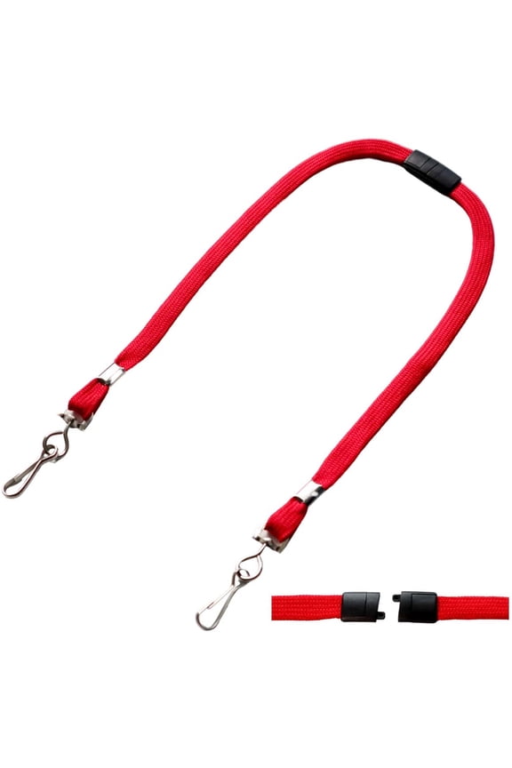 2 Pack - Face Mask Lanyards - Small Size with Safety Breakaway Clasp - Ear Saver Holder with Swivel J Clips - Short 12.5" Length by Specialist ID (Red)