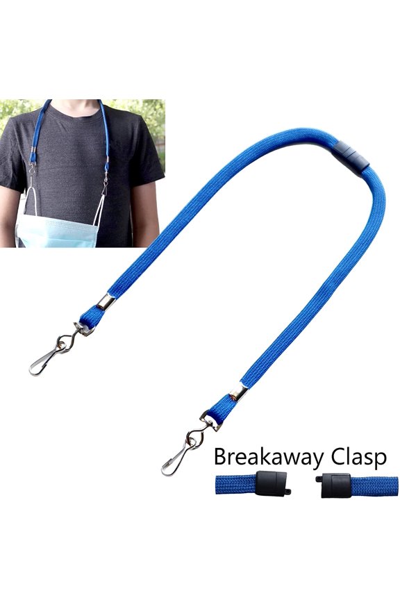 2 Pack - Face Mask Lanyards - Small Size with Safety Breakaway Clasp - Ear Saver Holder with Swivel J Clips - Short 12.5" Length by Specialist ID (Royal Blue)