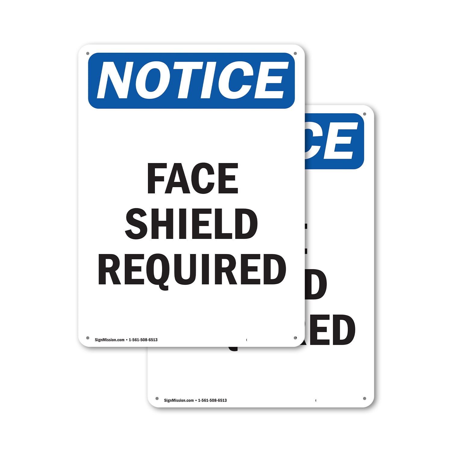 (2 Pack) Face Shield Required OSHA Notice Sign 7 Inch X 10 Inch Indoor ...