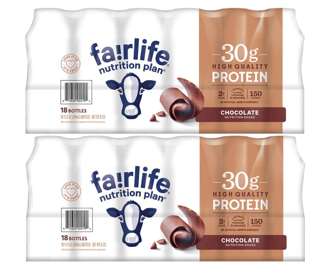 2 Pack Fairlife Protein Shake, Chocolate, 11.5 fl oz, 18 ct