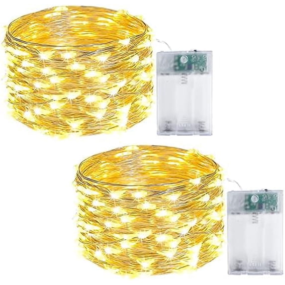 2-Pack Fairy Lights with Timer - 16ft 50 LED Battery Operated ...