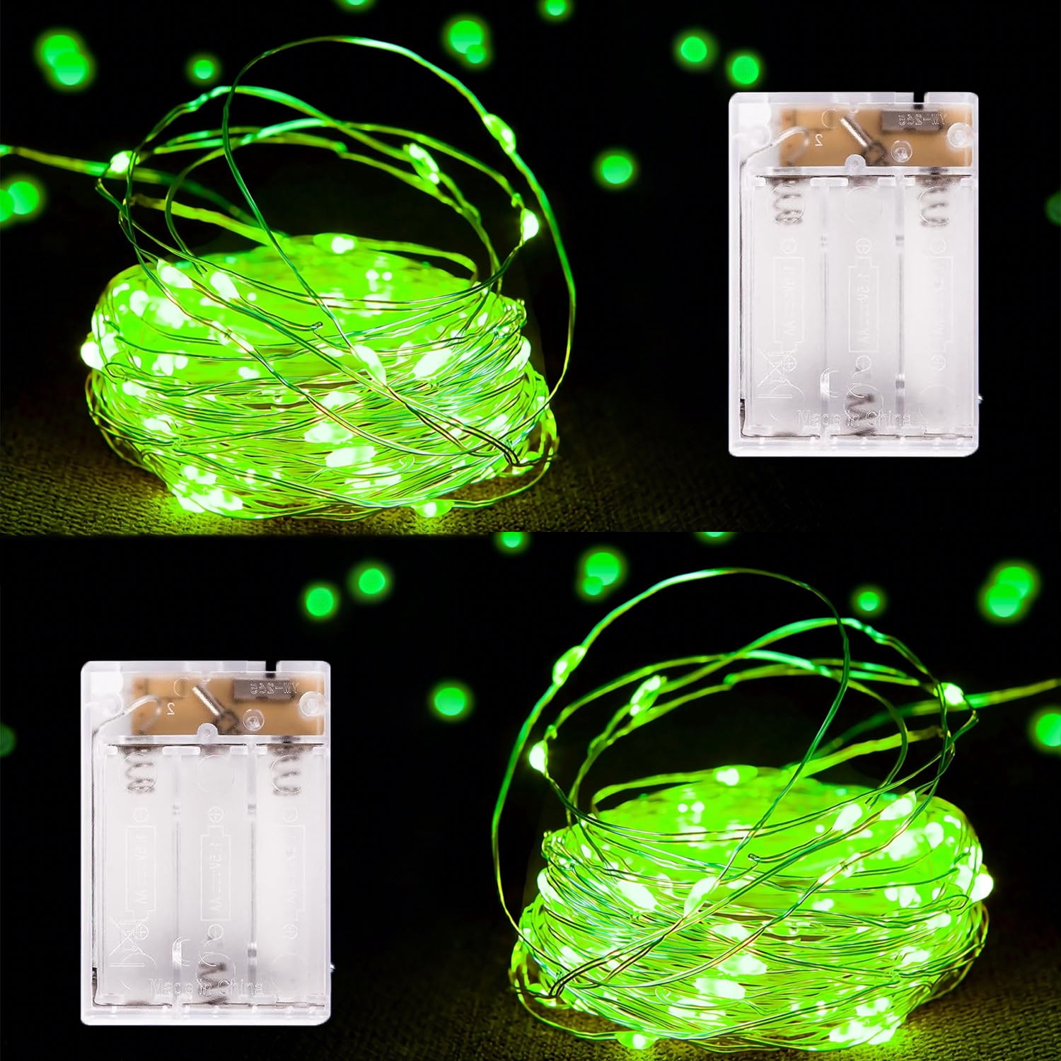2 Pack Fairy String Lights Battery Operated 6.6Ft 20 LEDs Silver Copper ...