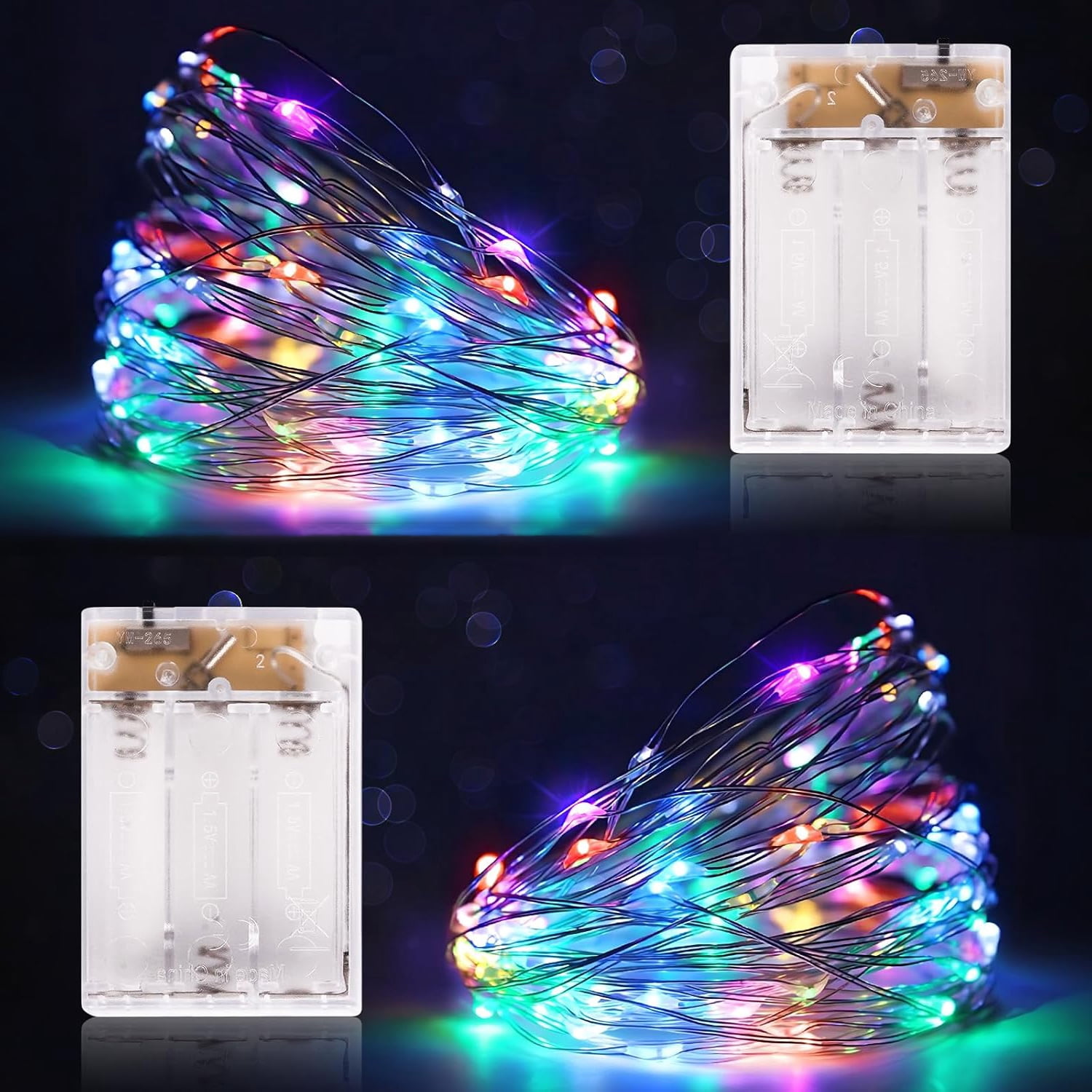 2 Pack Fairy String Lights Battery Operated 6.6Ft 20 LEDs Silver Copper ...