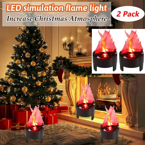 2 Pack Fake Flame Lamp Electric Campfire Artificial Flickering Flame Table Lamp