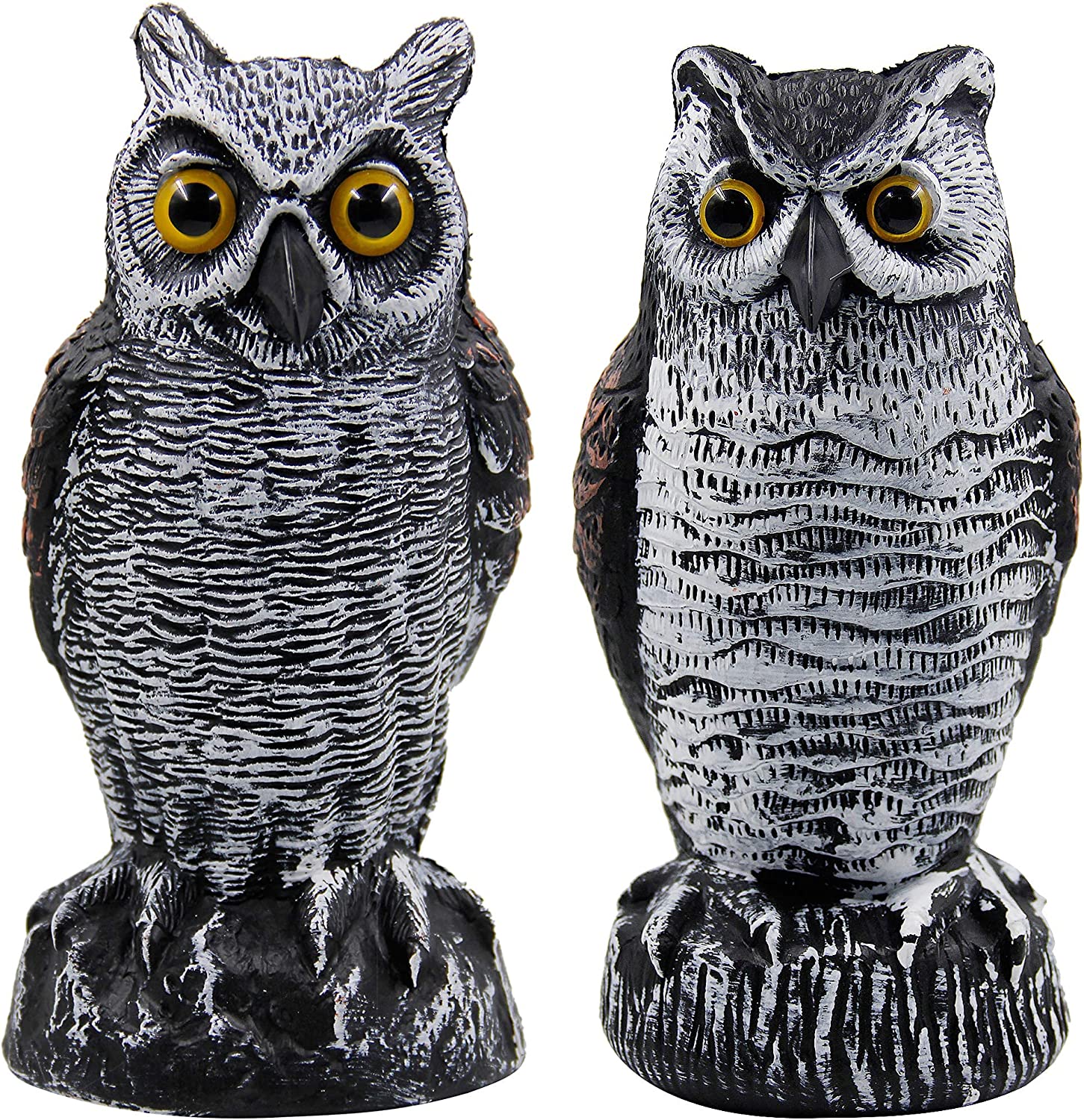2 Pack Fake Owl Decoys to Scare Birds Away from Gardens and Patios