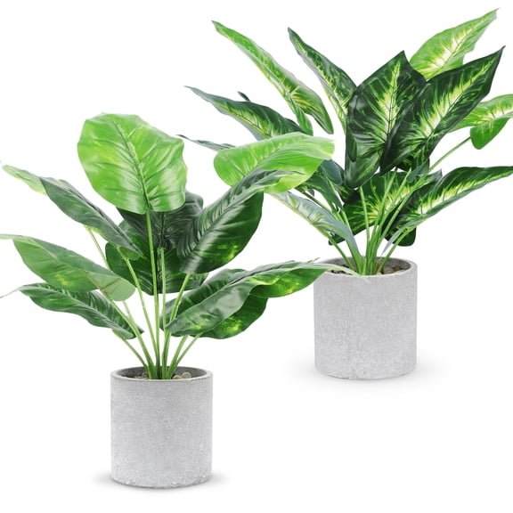 2 Pack Fake Plants Artificial Tropical Faux Plants Indoor for Office Desk Home Sage Green Decoration