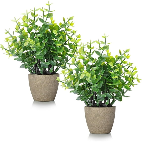 2 Pack Fake Plants Ceramic Mini Artificial Greenery Potted Plants for Home Decor Office Decor Room Decor Farmhouse Decor Indoor Table Bathroom Decor