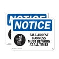 thumbnail image 1 of (2 Pack) Fall-Arrest Harness Must Be OSHA Notice Sign 18 Inch X 12 Inch Indoor / Outdoor Rust-Free Aluminum Metal Signs for Workplace, Workshop, and Construction Site, Made in the USA, 1 of 8