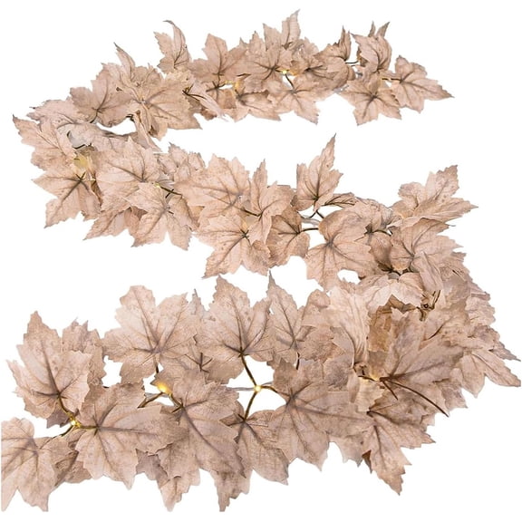 2 Pack Fall Garland with 20 Led Lights,Happon 8.2Ft Autumn Leaf Lighted Garland,Fall Decorations Indoor, Lighted Maple Leafed Garland,Fall Autumn Decor Mantel Indoor Outdoor