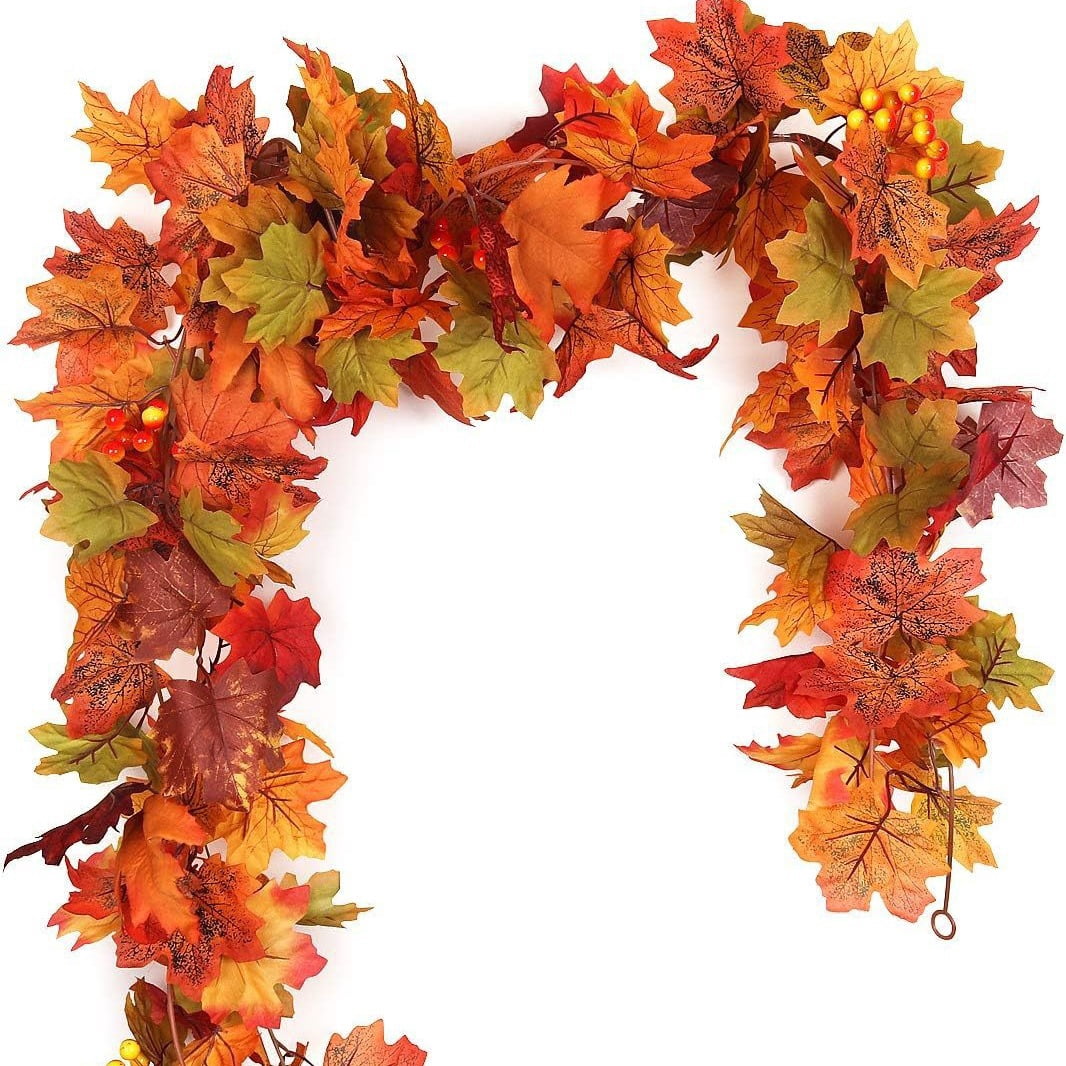 2 Pack Fall Garland Maple Leaf, 5.7Ft/Piece Hanging Vine Garland ...