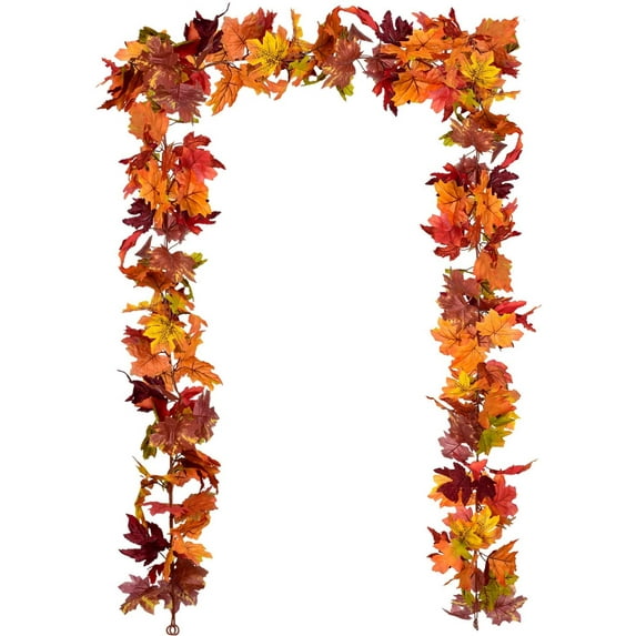 2 Pack Fall Garland Maple Leaf, 5.9Ft/Piece Hanging Vine Garland Artificial Autumn Foliage Garland Thanksgiving Decor for Home Wedding Fireplace Party Christmas (Brown)
