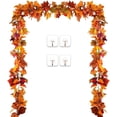 thumbnail image 1 of 2 Pack Fall Garland Maple Leaf, 5.9Ft/Piece Hanging Vine Garland Artificial Autumn Garland Thanksgiving Decor for Home Wedding Fireplace Party Christmas, 1 of 5