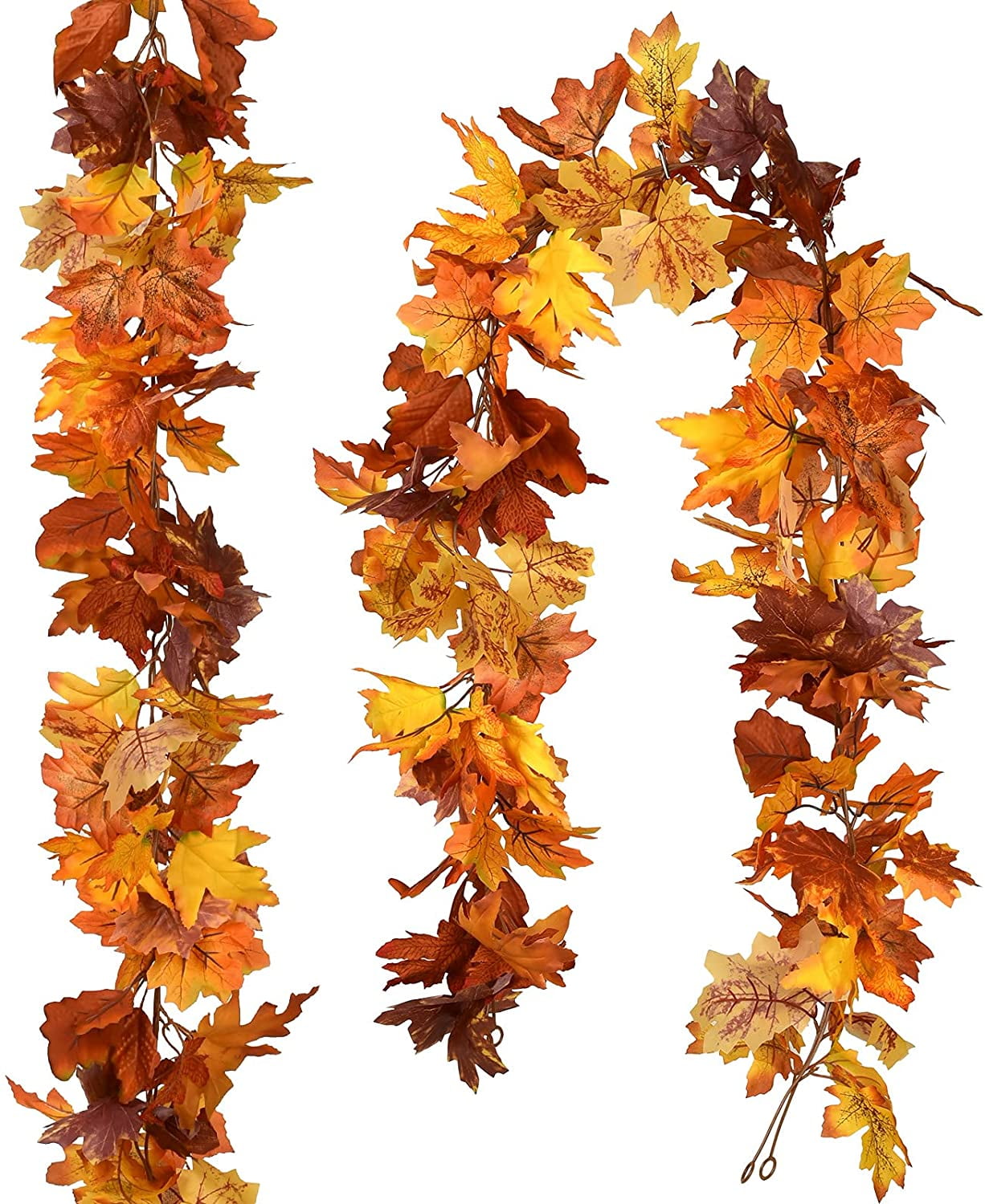 2 Pack Fall Garland Maple Leaf, Hanging Vine Garland 6 Color Artificial ...