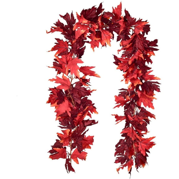 2 Pack Fall Garland Maple Leaf, Hanging Vine Garland 6 Color Artificial Autumn Foliage Garland Thanksgiving Decor for Home