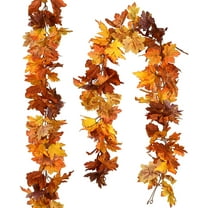 2 Pack Fall Garland Maple Leaf, Hanging Vine Garland 6 Color Artificial Autumn Foliage Garland Thanksgiving Decor for Home