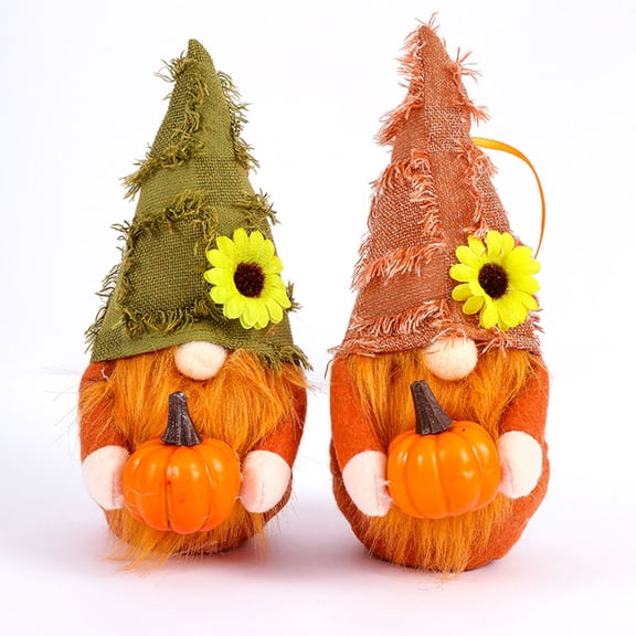 2 Pack Fall Gnome Sunflower Pumpkin Dolls For Desktop Table Decor