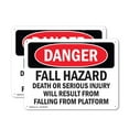 thumbnail image 1 of (2 Pack) Fall Hazard Falling From Platform OSHA Danger Sign 14 Inch X 10 Inch Plastic Sign, Weather Resistant, UV Protected for Workplace, Business, and Construction Site, Made in the, 1 of 8