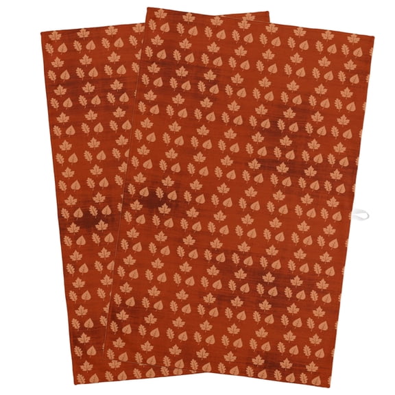 2 Pack Fall Maple Leaf Kitchen Towels Rustic Minimalist Orange Brown Textile Texture Decorative Dish Towel Sets Absorbent Quick Dry Hand Cloths Tea Towels for Cooking Baking Farmhouse Gifts 18x28in