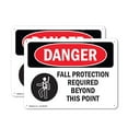 thumbnail image 1 of (2 Pack) Fall Protection Required Beyond OSHA Danger Sign 14 Inch X 10 Inch Indoor / Outdoor Rust-Free Aluminum Metal Signs for Workplace, Workshop, and Construction Site, Made in the, 1 of 8