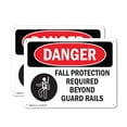 thumbnail image 1 of (2 Pack) Fall Protection Required Beyond OSHA Danger Sign 24 Inch X 18 Inch Plastic Sign, Weather Resistant, UV Protected for Workplace, Business, and Construction Site, Made in the USA, 1 of 8