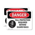 thumbnail image 1 of (2 Pack) Fall Protection Required Beyond OSHA Danger Sign 7 Inch X 5 Inch Vinyl Label Decal Sticker Weather Resistant, UV Protected for Workplace, Business, and Construction Site, Made, 1 of 7