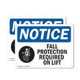 thumbnail image 1 of (2 Pack) Fall Protection Required On Lift OSHA Notice Sign 18 Inch X 12 Inch Plastic Sign, Weather Resistant, UV Protected for Workplace, Business, and Construction Site, Made in the, 1 of 8