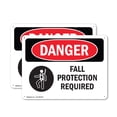 thumbnail image 1 of (2 Pack) Fall Protection Required OSHA Danger Sign 14 Inch X 10 Inch Plastic Sign, Weather Resistant, UV Protected for Workplace, Business, and Construction Site, Made in the USA, 1 of 8
