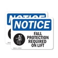 thumbnail image 1 of (2 Pack) Fall Protection Required On Lift Sign, 1 of 7