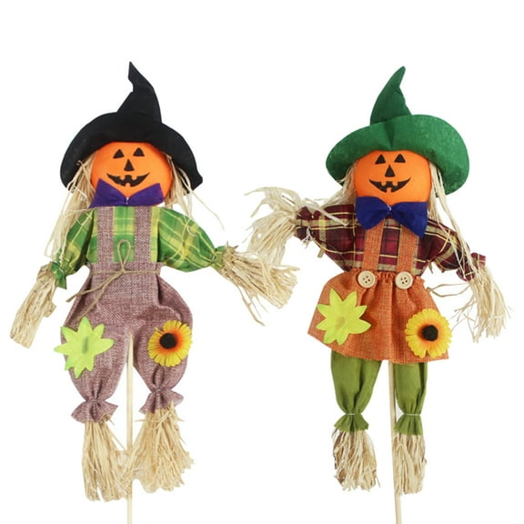 2 Pack Fall Scarecrow, Thanksgiving Scarecrow Decor Halloween Home Decorations Scarecrow Decoration for Garden, Home, Yard, Porch Decor, 16 inch