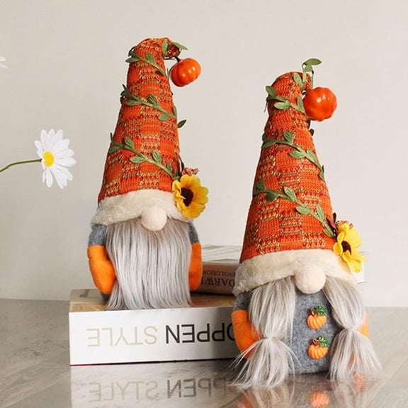 2 Pack Fall Thanksgiving Gnome Plush Autumn Tomte Handmade Swedish Gnome Thanksgiving Day Table Ornament