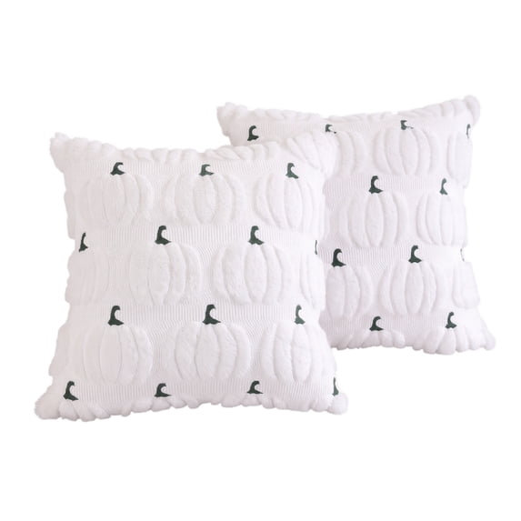 2 Pack Fall Throw Pillow Covers 18 X 18 Inch Cream Textured Pumpkin Pillow Covers for Couch Boho Fall Decor for Home Halloween Thanksgiving Decoration