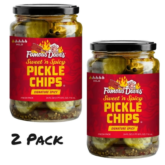 ( 2 Pack ) Famous Dave's Sweet 'N Spicy Pickle Chips, 24 fl oz Jar